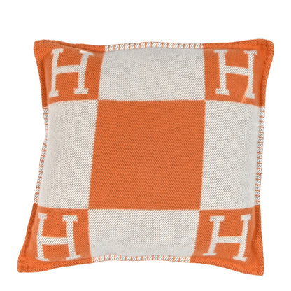 Hermes Wool Cashmere Avalon Pillow PM Ecru Potiron 1 of 3