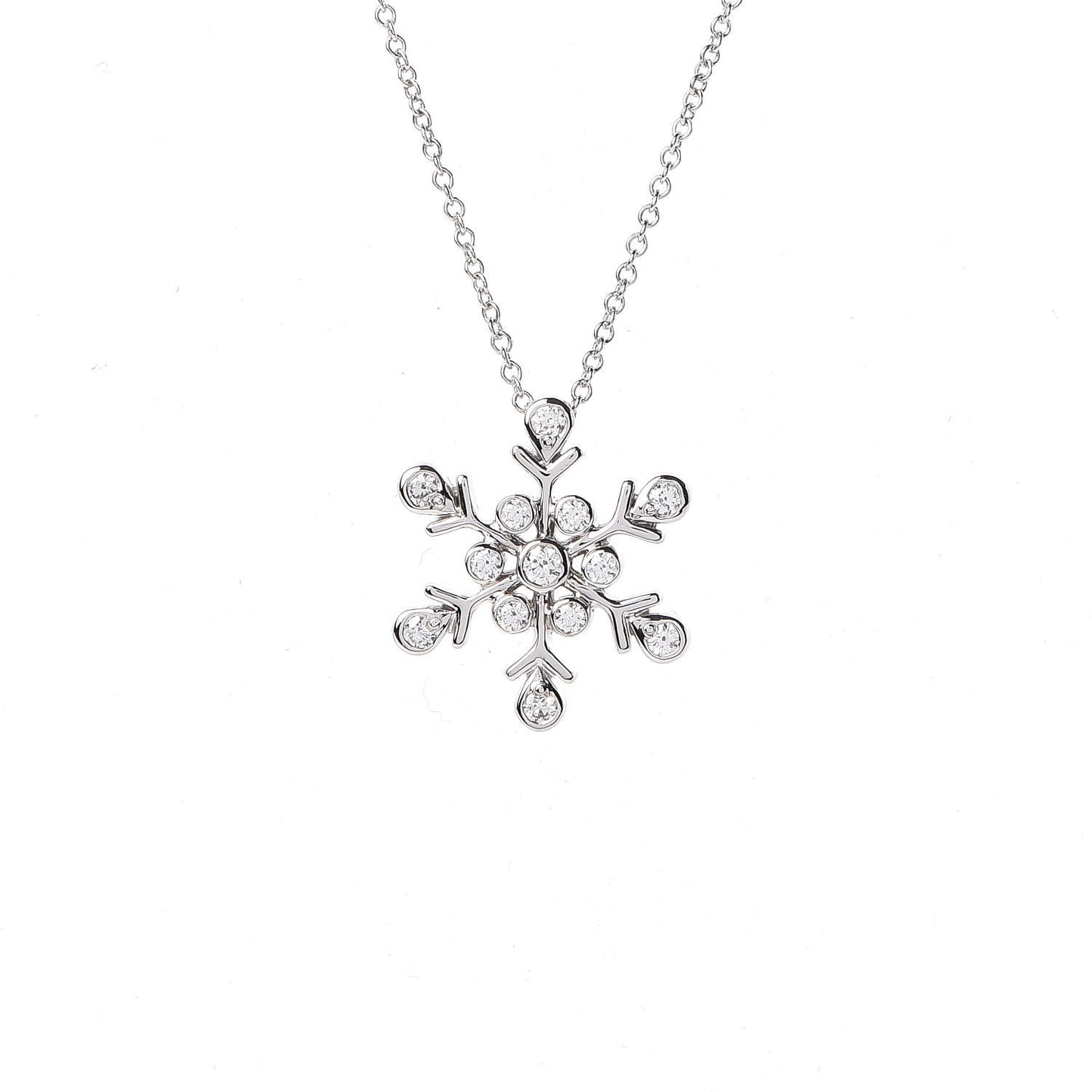 Platinum Diamond Snowflake Pendant Necklace