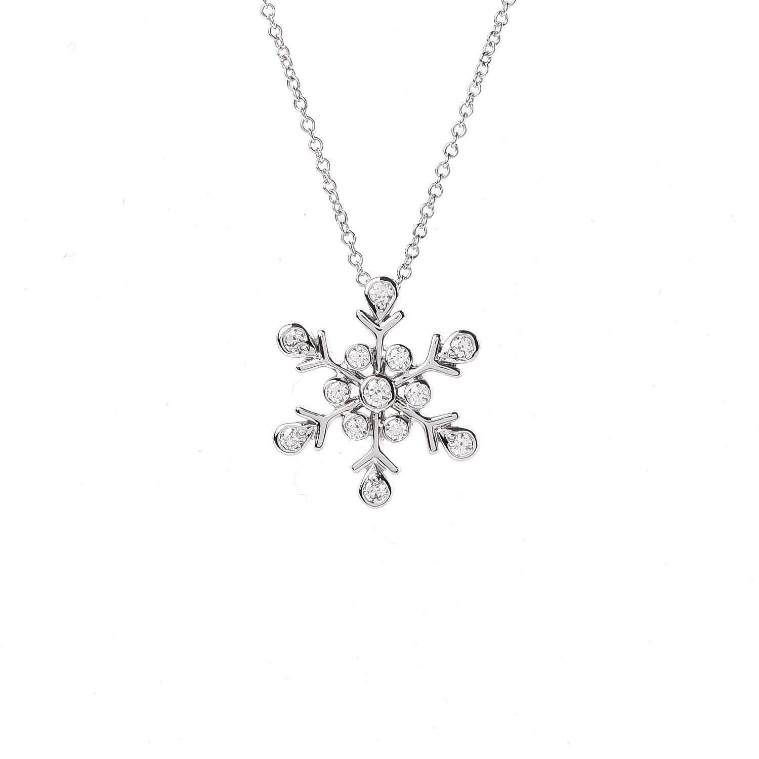 Tiffany Platinum Diamond Snowflake Pendant Necklace 4 of 6