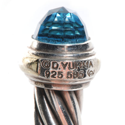 David Yurman Sterling Silver 14K Yellow Gold Blue Topaz 7mm Cable Classics Bracelet 5 of 6