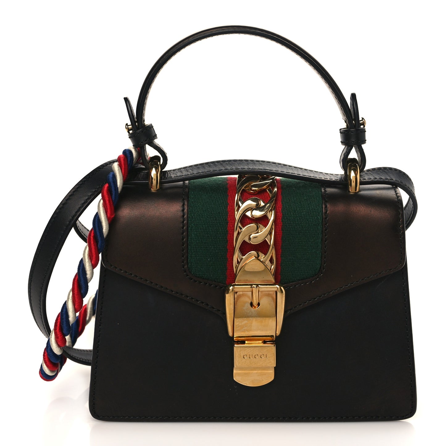 Calfskin Mini Sylvie Top Handle Bag Black