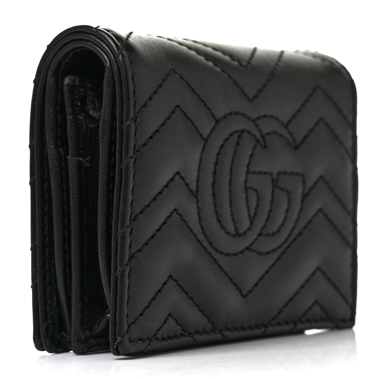 Calfskin Matelasse GG Marmont Card Case Wallet Black