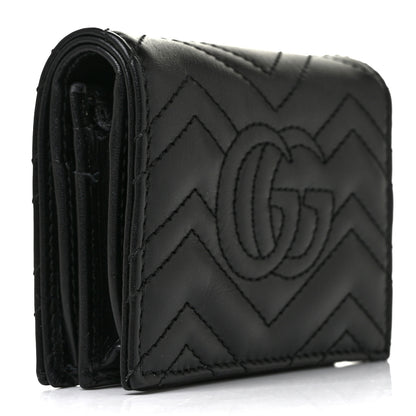 Gucci Calfskin Matelasse GG Marmont Card Case Wallet Black 3 of 9