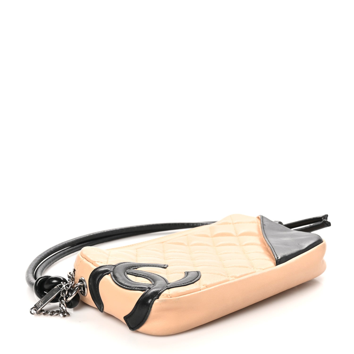 Chanel Calfskin Quilted Cambon Pochette Beige Black 4 of 10