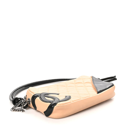 Chanel Calfskin Quilted Cambon Pochette Beige Black 4 of 10