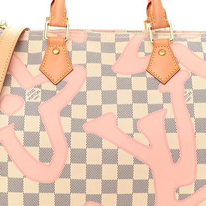 Louis Vuitton Damier Azur Tahitienne Speedy Bandouliere 30 Rose Ballerine 8 of 10