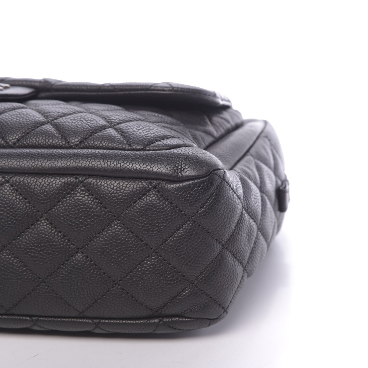 Caviar Quilted Travel Flap Tote Black