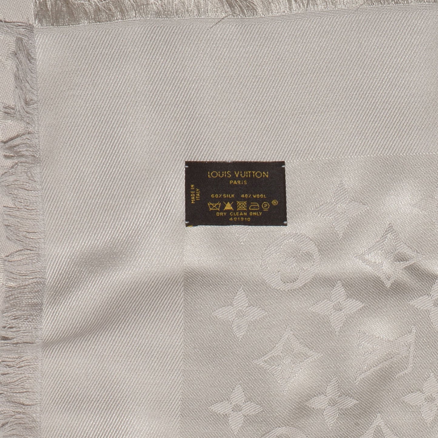 Wool Silk Monogram Shawl Beige