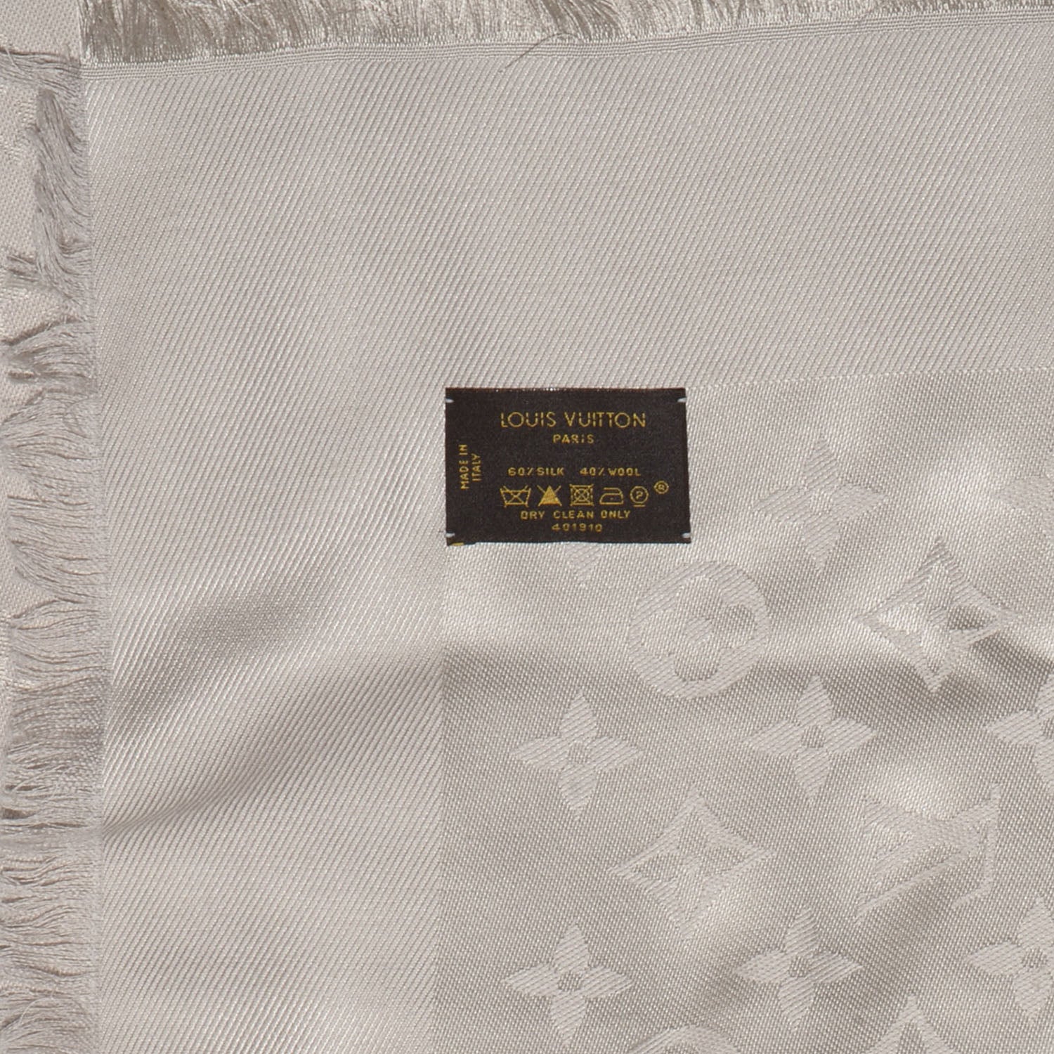 Louis Vuitton Wool Silk Monogram Shawl Beige 5 of 5