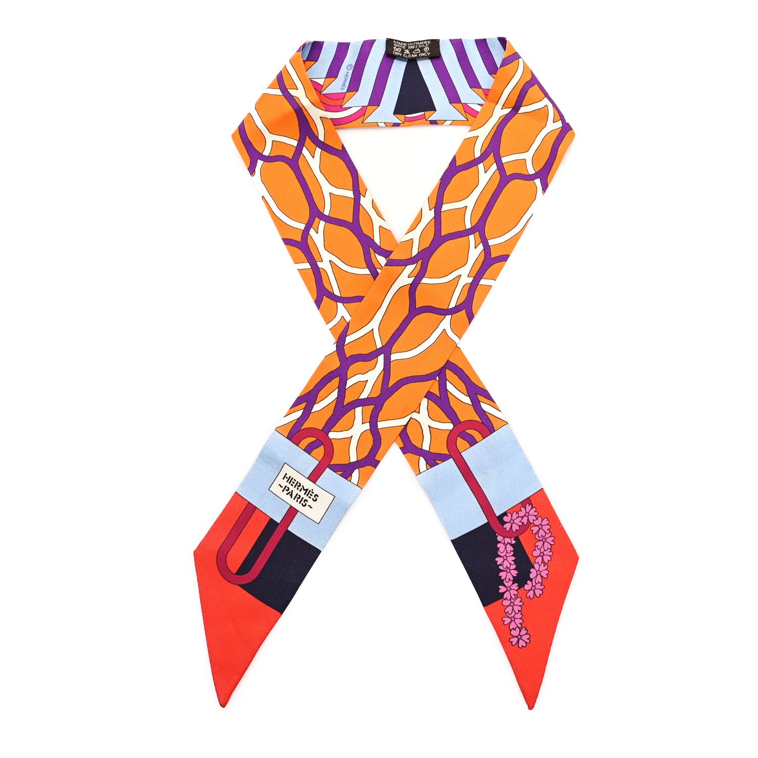 Hermes Silk Ballet Aquatique Twilly Rouge Orange Ciel 1 of 5