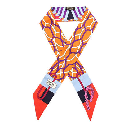 Hermes Silk Ballet Aquatique Twilly Rouge Orange Ciel 1 of 5