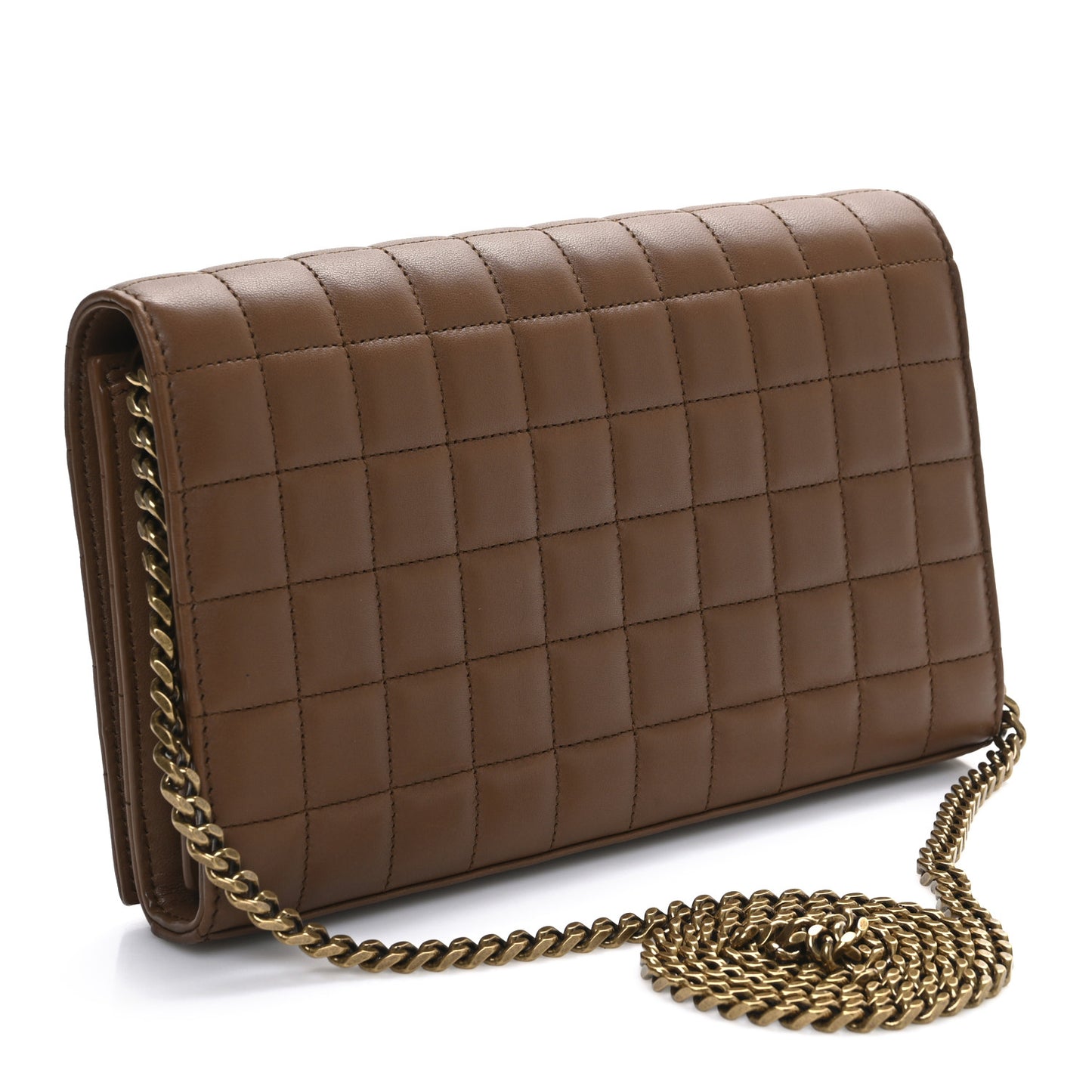 Lambskin Carre Quilted Cassandre Chain Wallet Brown