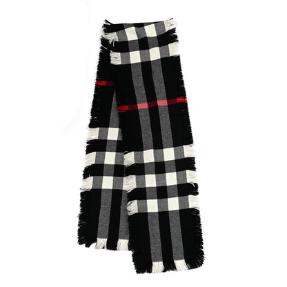 Burberry Wool Half Mega Check Fringe Scarf Black 2 of 5