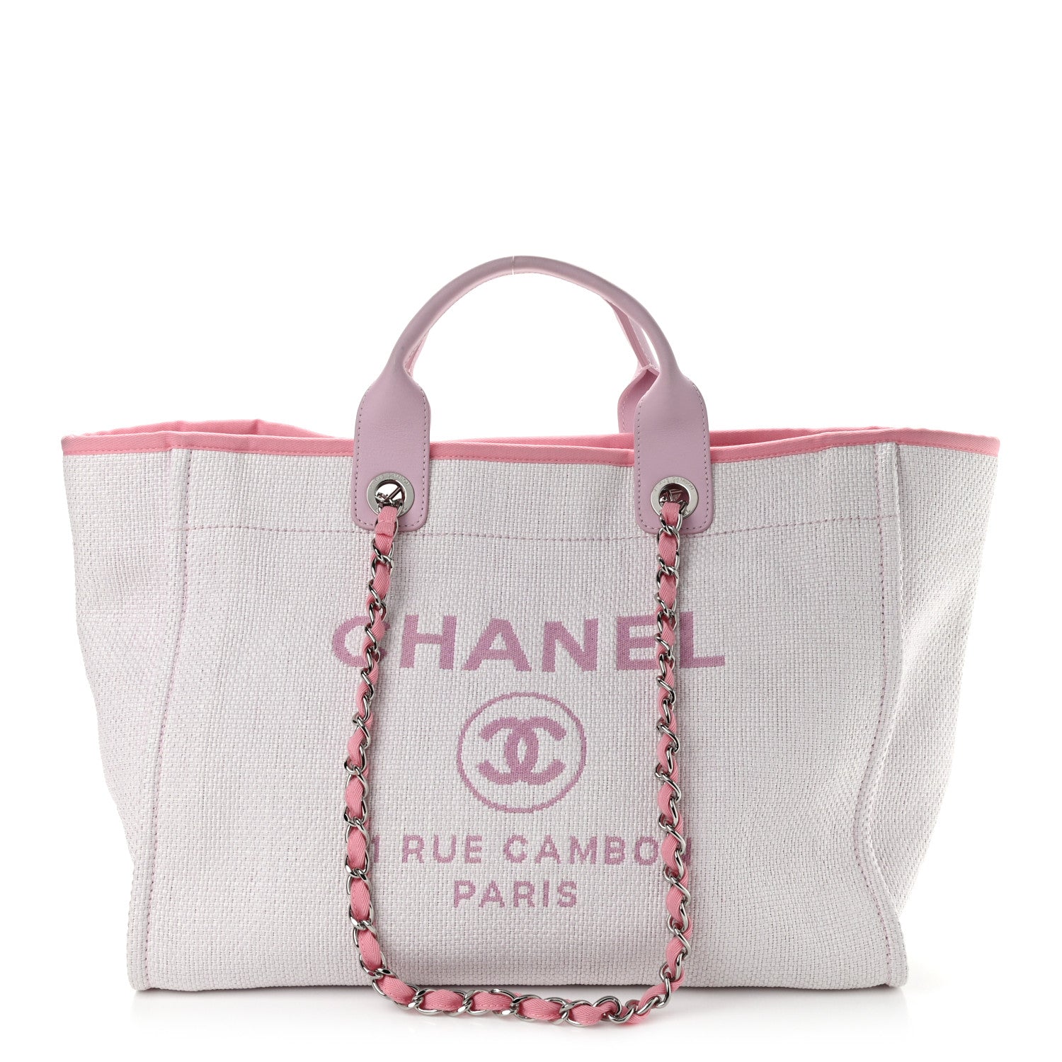 Chanel Woven Straw Raffia Medium Deauville Tote Pink 1 of 10