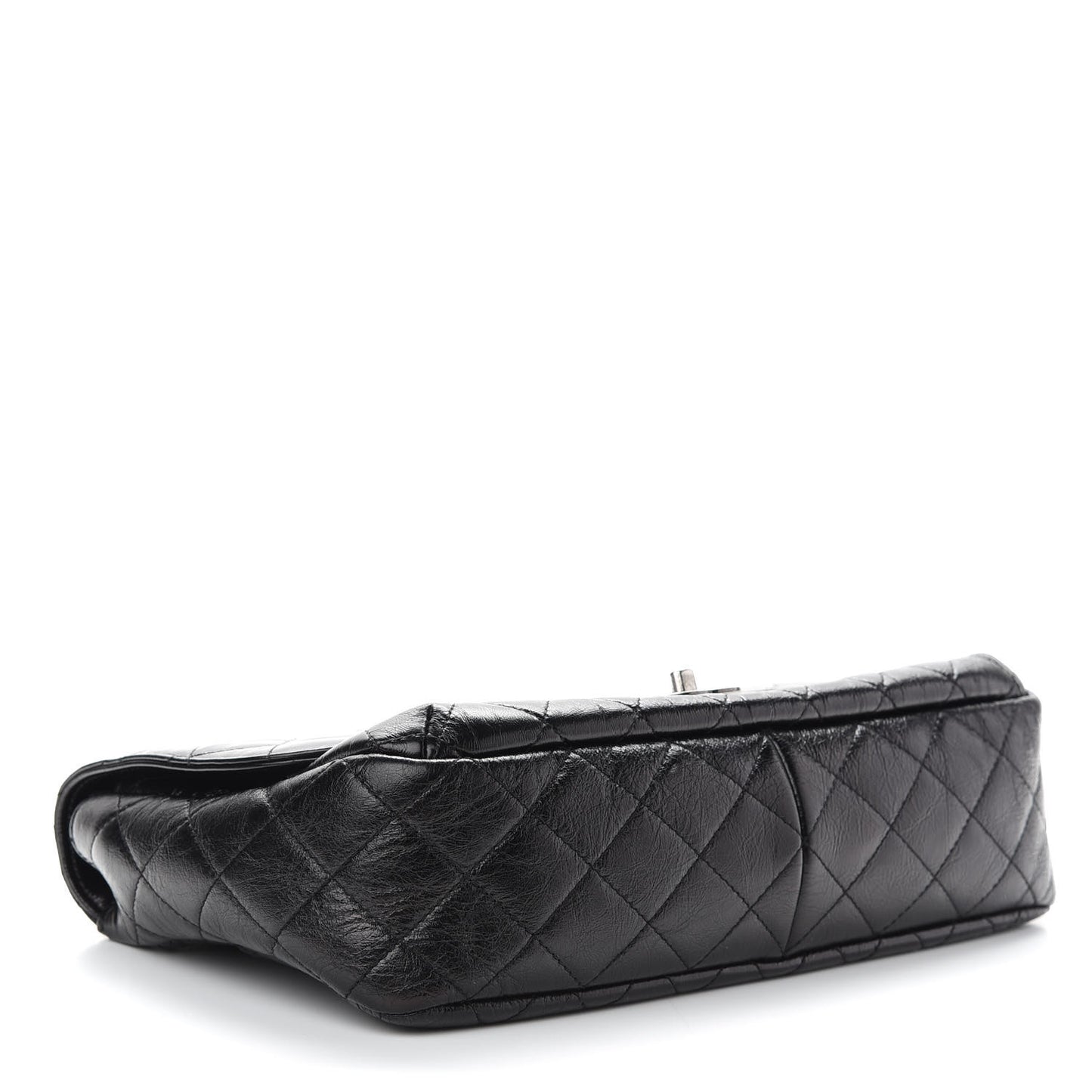 Shiny Goatskin Quilted Flap Black