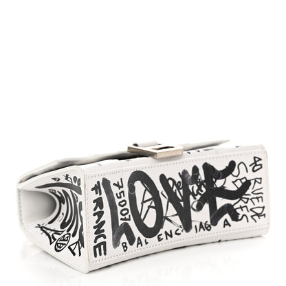 Balenciaga Smooth Calfskin Graffiti Hourglass Top Handle Bag XS White Black 4 of 14