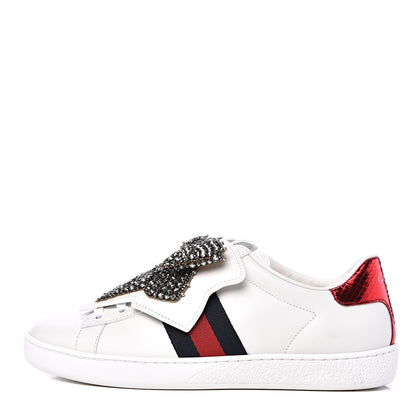 Gucci Calfskin Ayers Web Womens Ace Bow Lace Sneakers 35.5 White 1 of 10