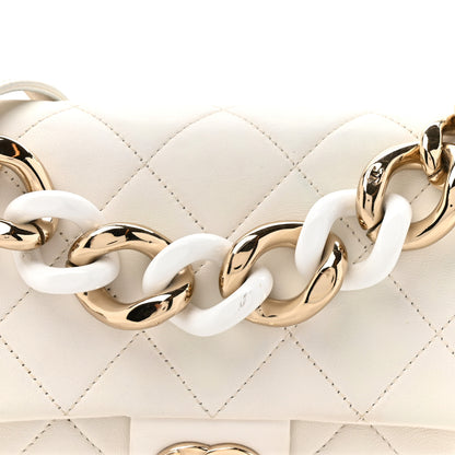 Chanel Lambskin Quilted Resin Bi-Color Chain Flap Bag White 7 of 14