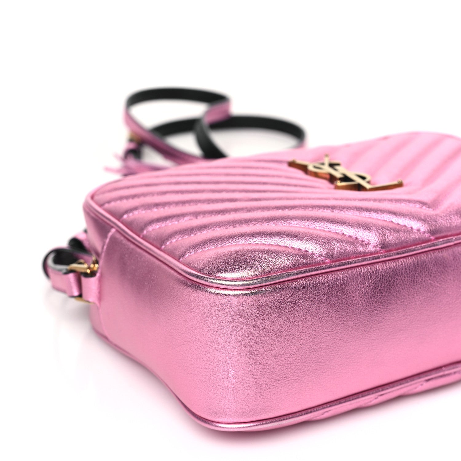 Saint Laurent Metallic Calfskin Matelasse Monogram Lou Camera Bag Vegas Pink 8 of 9