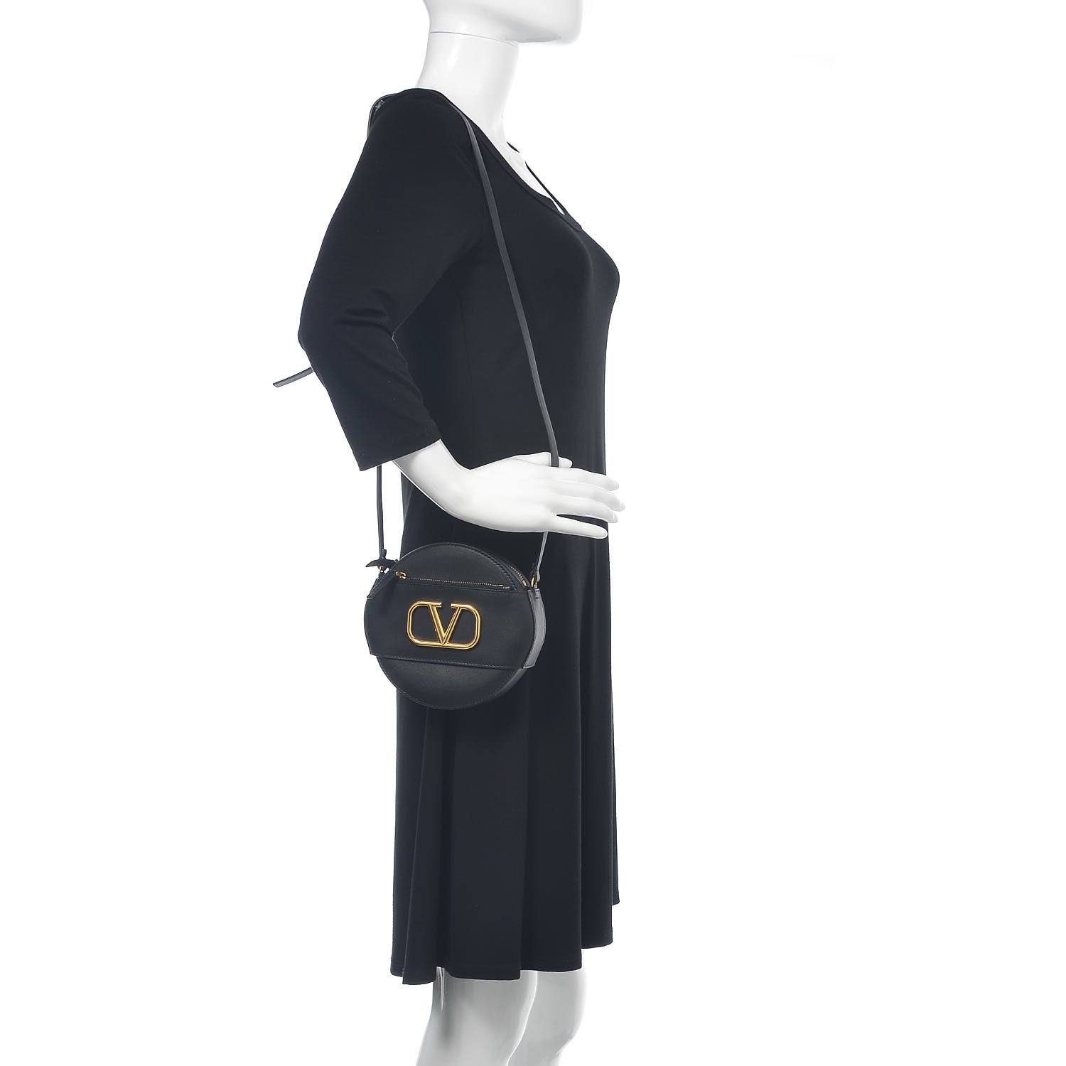 Valentino Garavani Calfskin VLogo Round Crossbody Bag Black 2 of 10