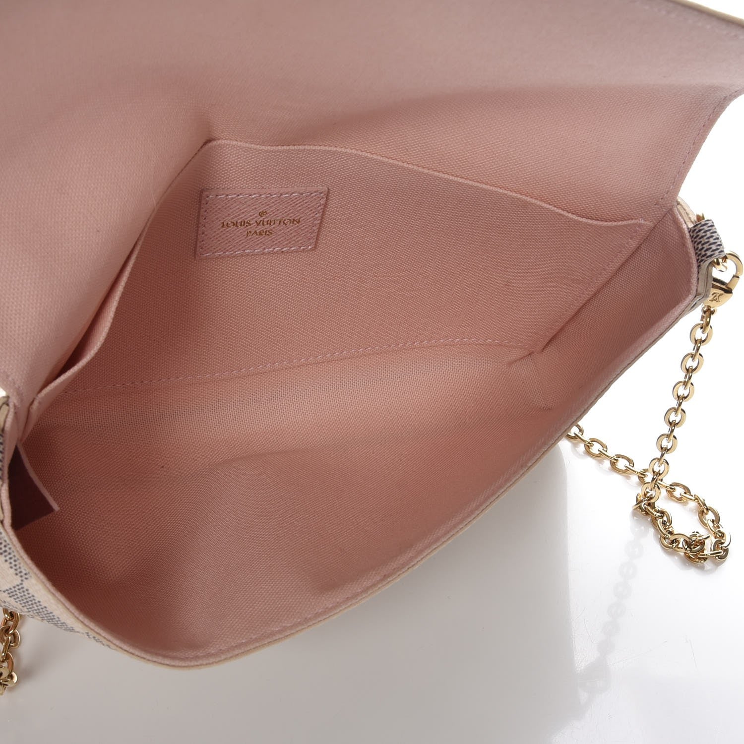 Louis Vuitton Damier Azur Pochette Felicie Chain Wallet Rose Ballerine 6 of 10