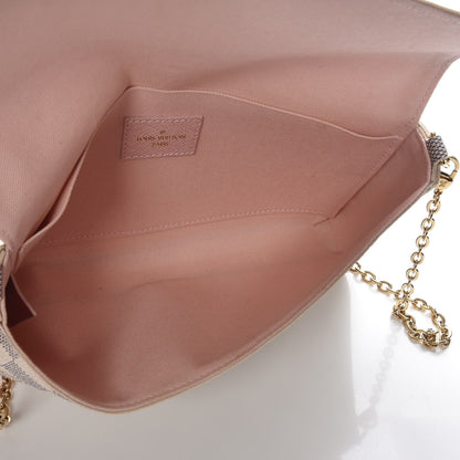 Louis Vuitton Damier Azur Pochette Felicie Chain Wallet Rose Ballerine 6 of 10