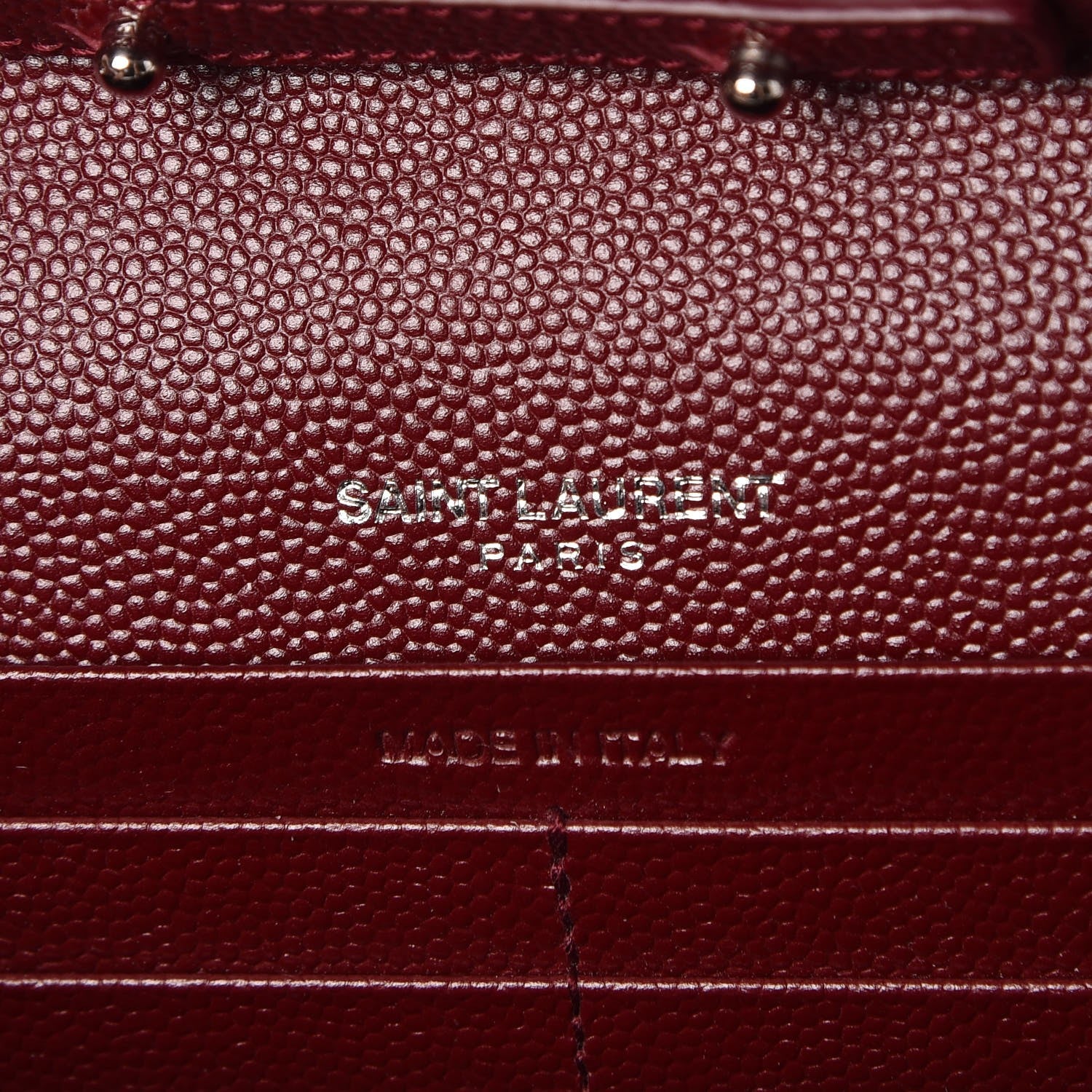 Saint Laurent Grain De Poudre Matelasse Chevron Monogram Chain Wallet Palissandre 7 of 8