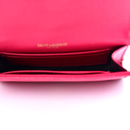 Saint Laurent Grain De Poudre Matelasse Chevron Small Monogram Envelope Wallet Bubblegum 4 of 9