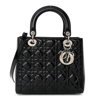 Christian Dior Patent Cannage Medium Lady Dior Black 1 of 9