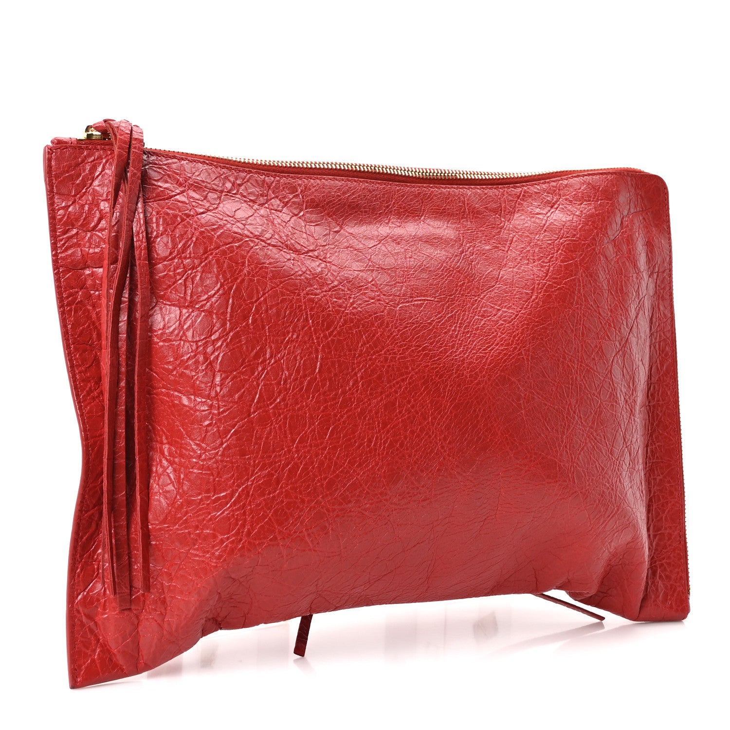 Balenciaga Agneau Arena Classic Gold Hardware Small Pouch Rouge Groseille 3 of 10