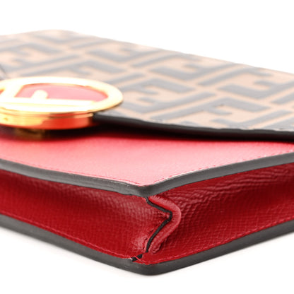 Fendi Vitello Cruise F is Fendi FF 1974 Embossed Medium Envelope Wallet On Chain Fragola Maya Black 8 of 8