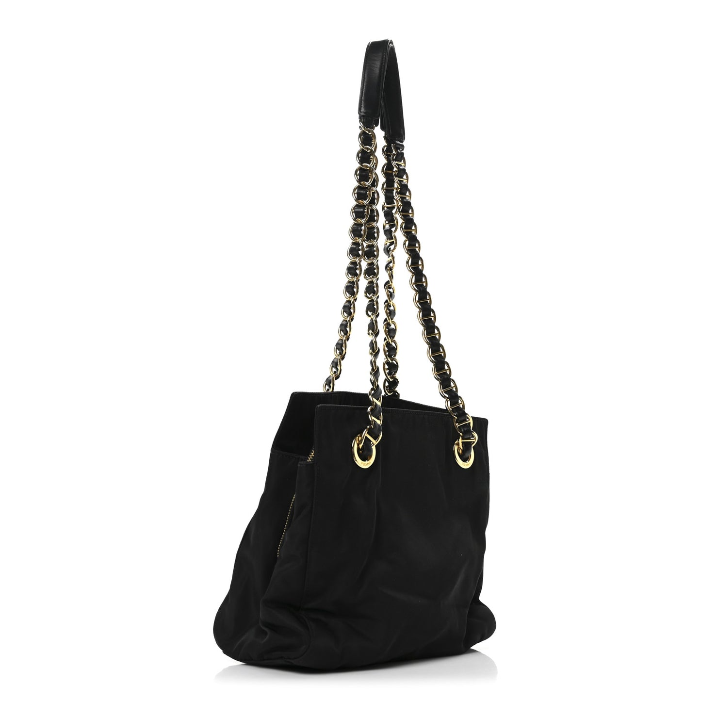 Tessuto Nylon Chain Shoulder Bag Black