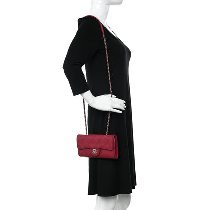 Chanel Calfskin Stitched Clutch Flap Red 2 of 11