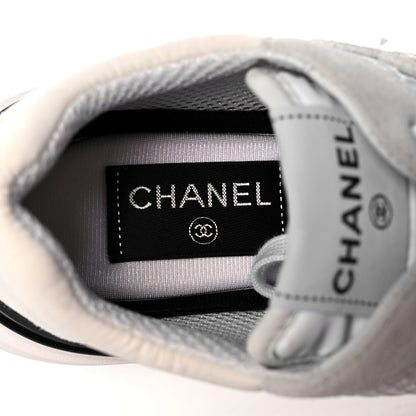 Chanel Calfskin Mesh Lycra Suede Womens Logo Sneakers 36 White 6 of 9