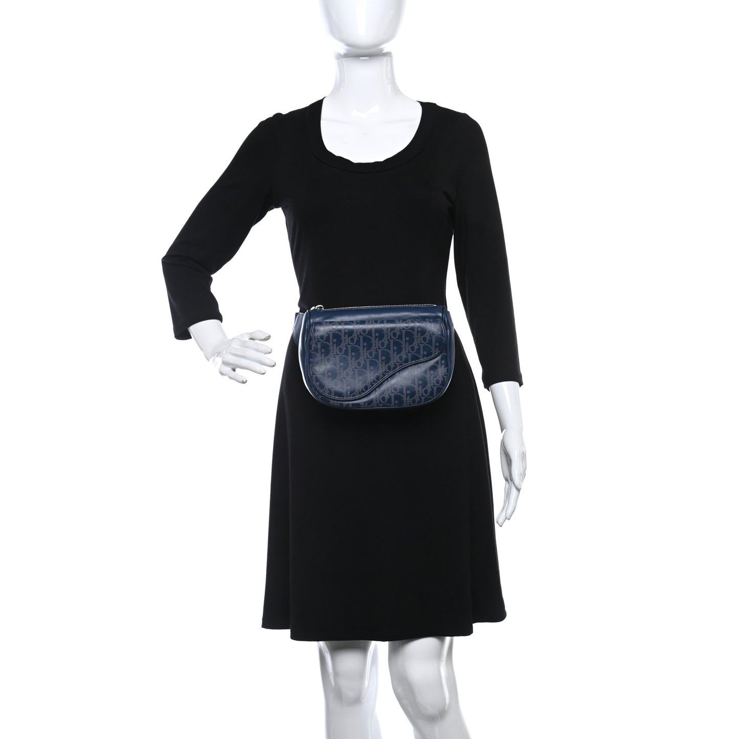 Galaxy Calfskin Oblique World Tour Saddle Belt Bag Navy Blue