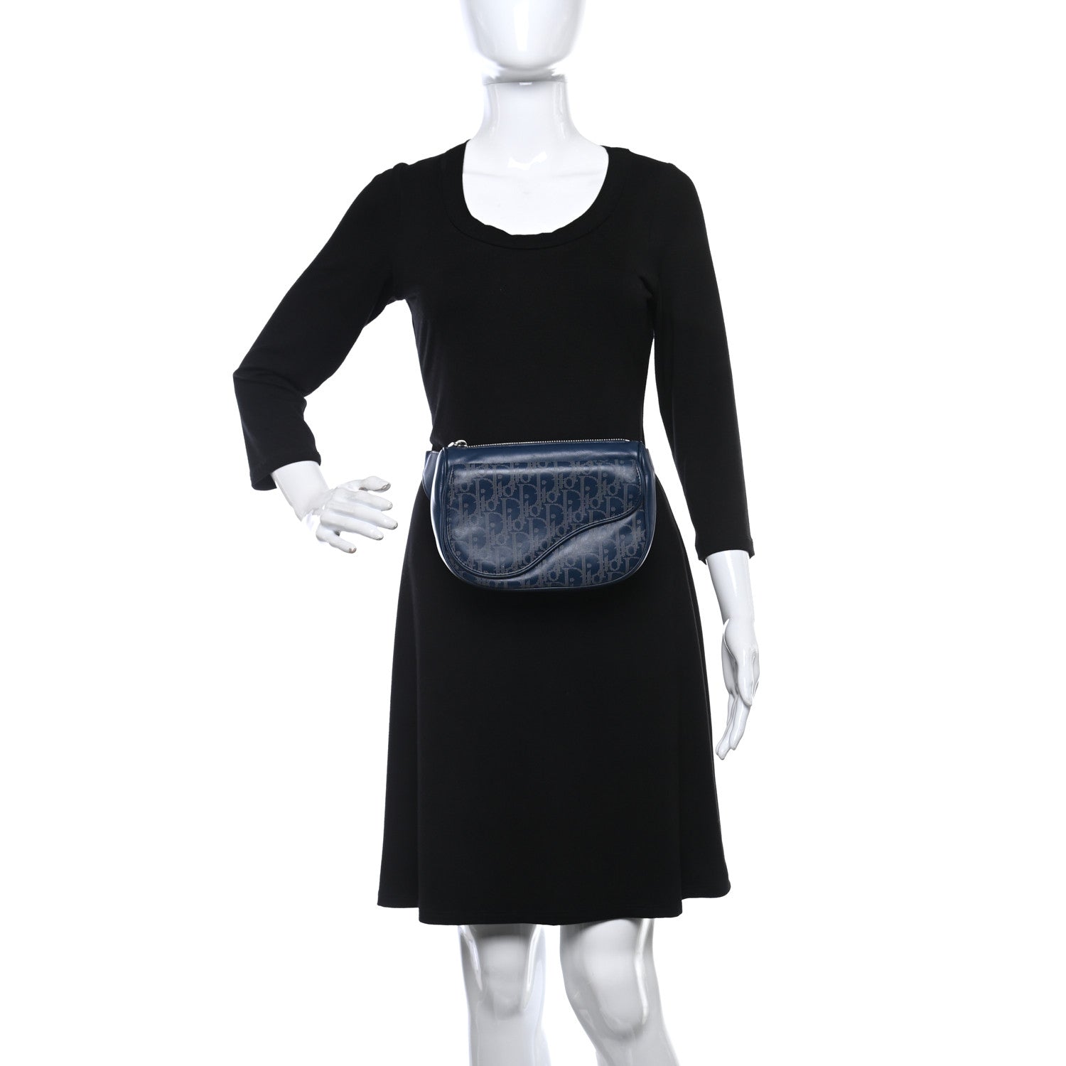 Christian Dior Galaxy Calfskin Oblique World Tour Saddle Belt Bag Navy Blue 2 of 13