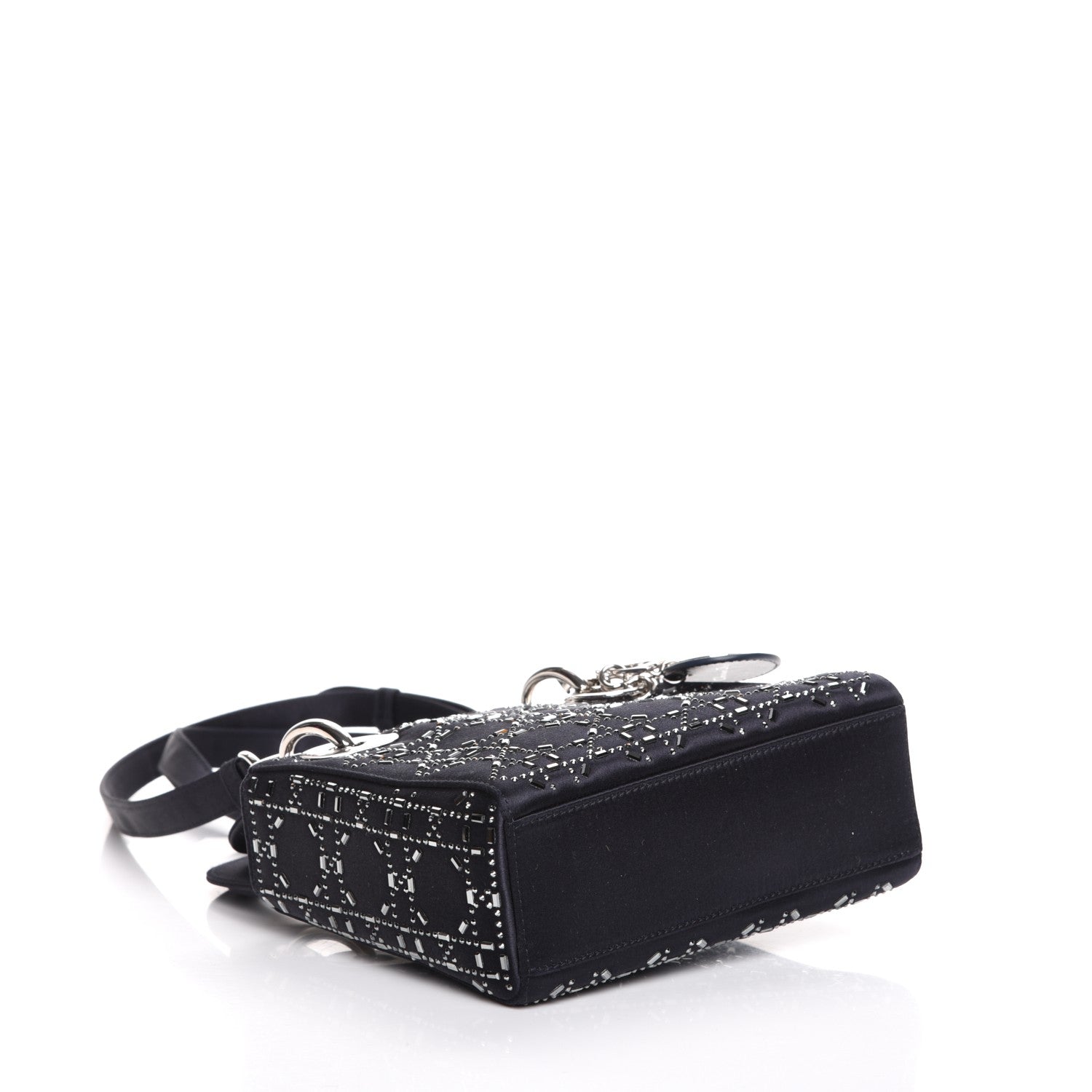 Christian Dior Satin Crystal Cannage Mini Lady Dior Navy 4 of 7