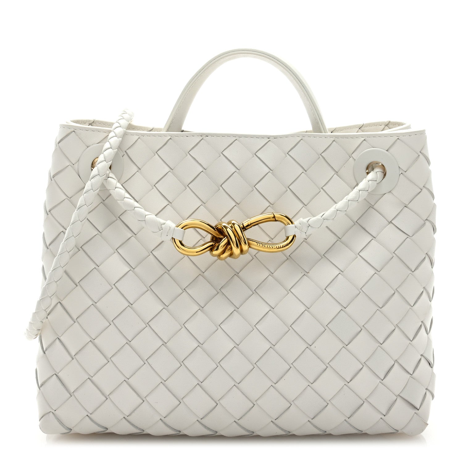 Bottega Veneta Nappa Intrecciato Small Andiamo Shoulder Bag White 1 of 8
