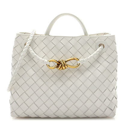 Bottega Veneta Nappa Intrecciato Small Andiamo Shoulder Bag White 1 of 8