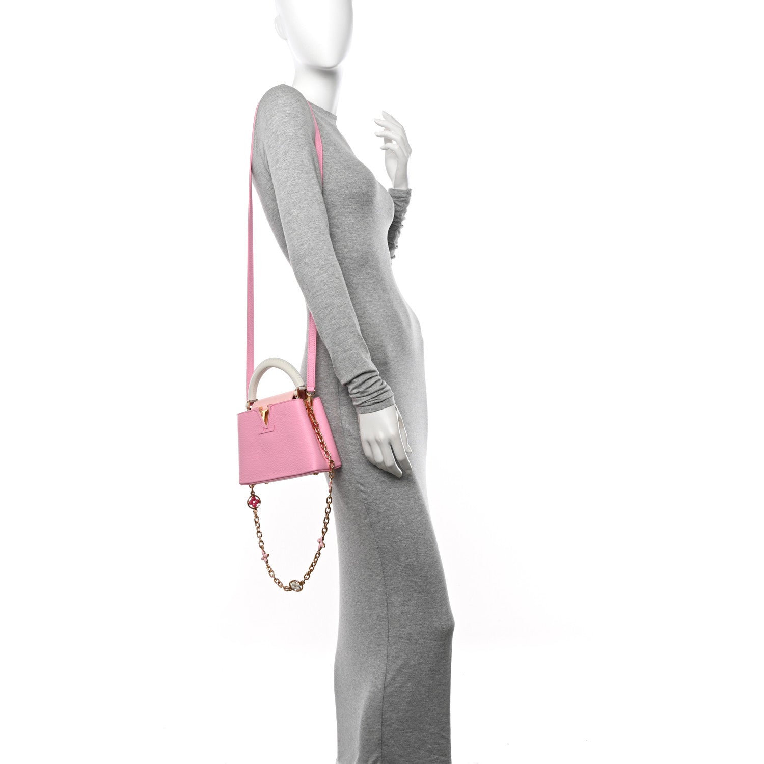 Louis Vuitton Taurillon Flower Chain Capucines Mini Candy Pink 2 of 10