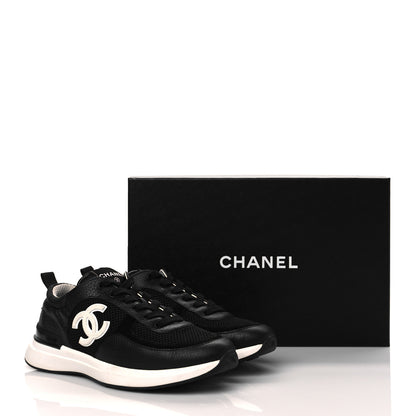 Chanel Calfskin Mesh Lycra Suede Womens Logo Sneakers 39 Black 9 of 9