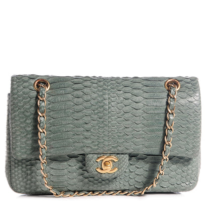 Chanel Python Medium Double Flap Green 1 of 9