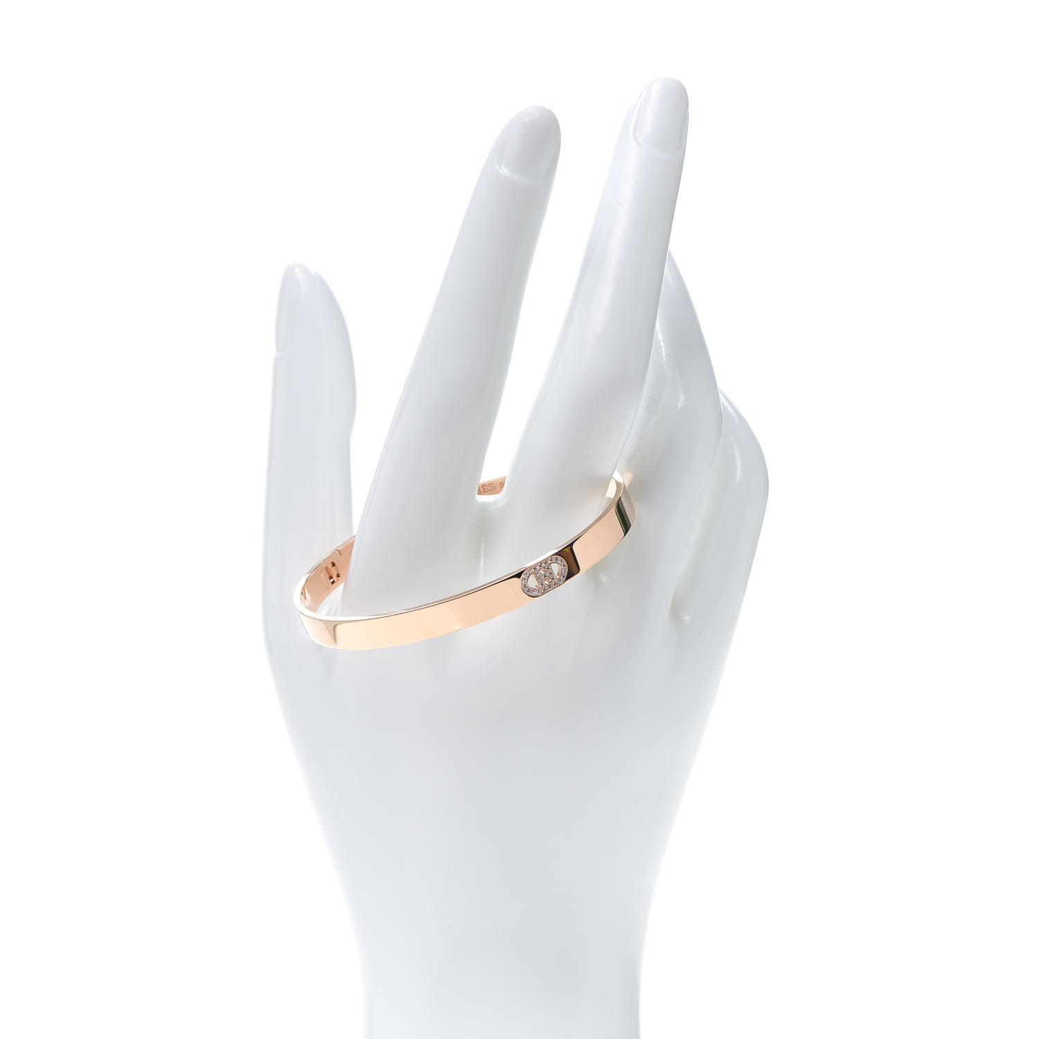 Hermes 18K Rose Gold Diamond PM H D'Ancre Bracelet SH 2 of 6
