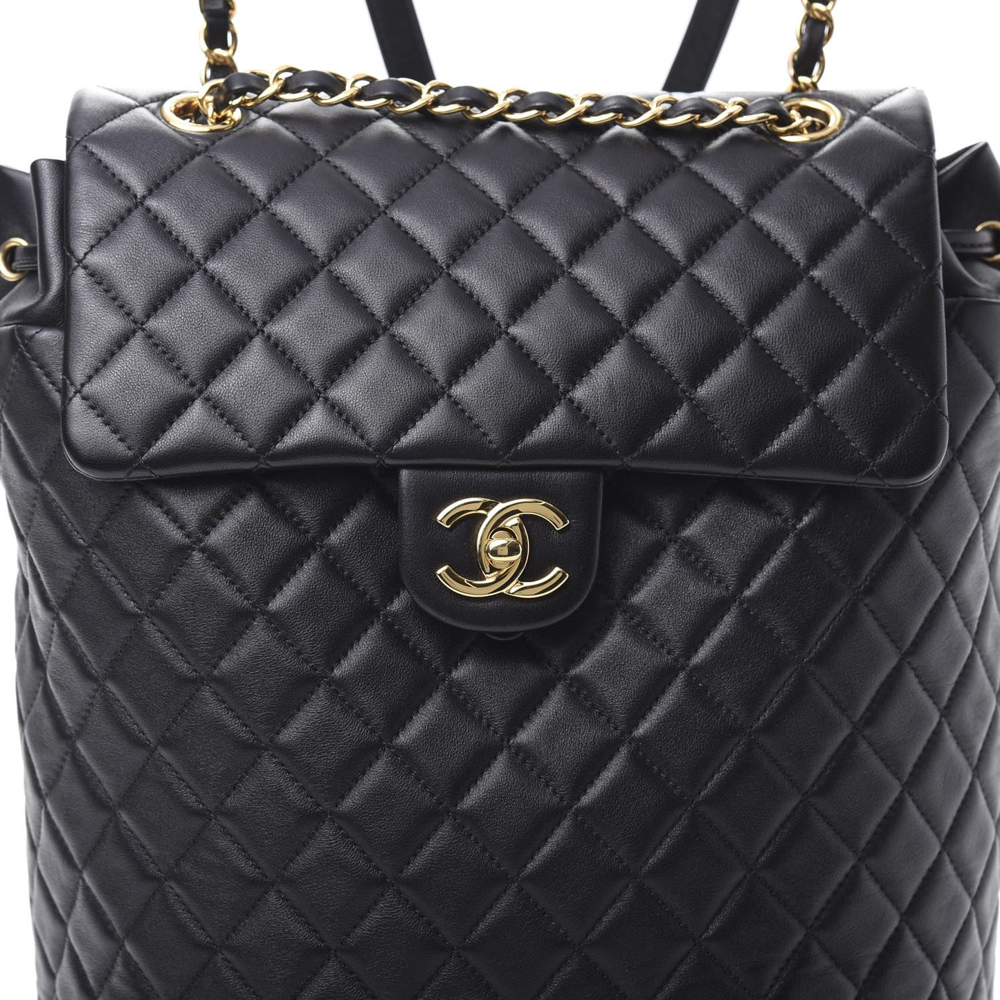 Calfskin Quilted Large Urban Spirit Backpack Black
