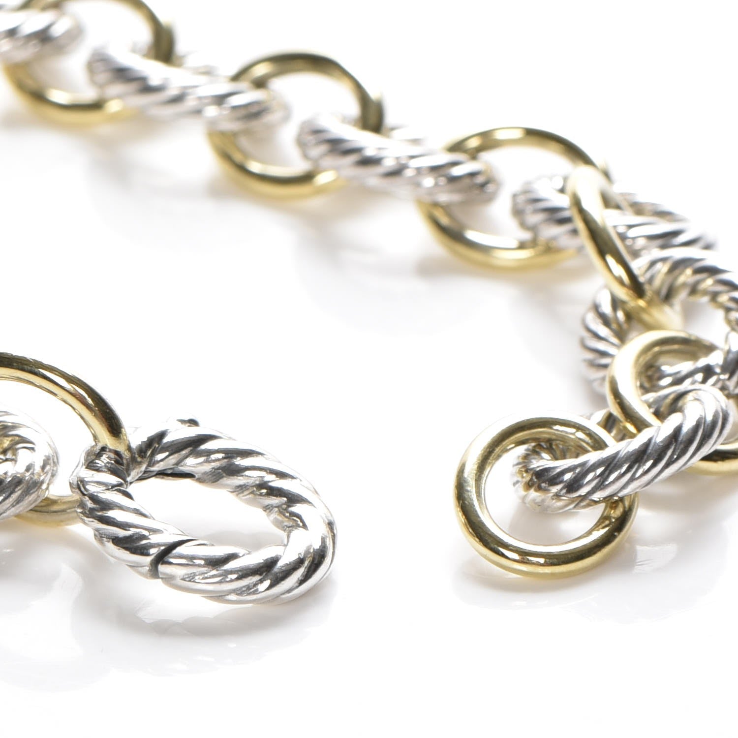 David Yurman Sterling Silver 18K Yellow Gold 10mm Medium Oval Link Bracelet 4 of 6