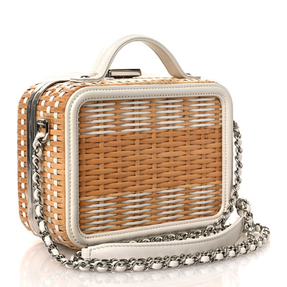 Chanel Raffia Calfskin Small CC Filigree Vanity Case White 3 of 15