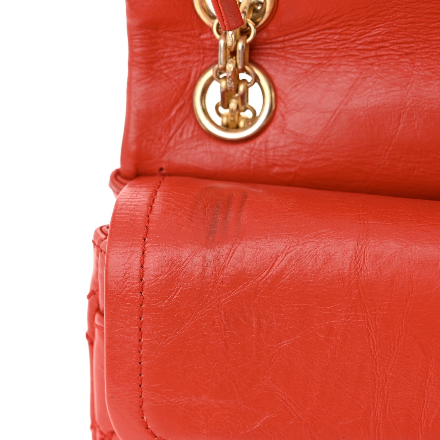 Chanel Aged Calfskin Quilted 2.55 Reissue Mini Flap Red 12 of 13