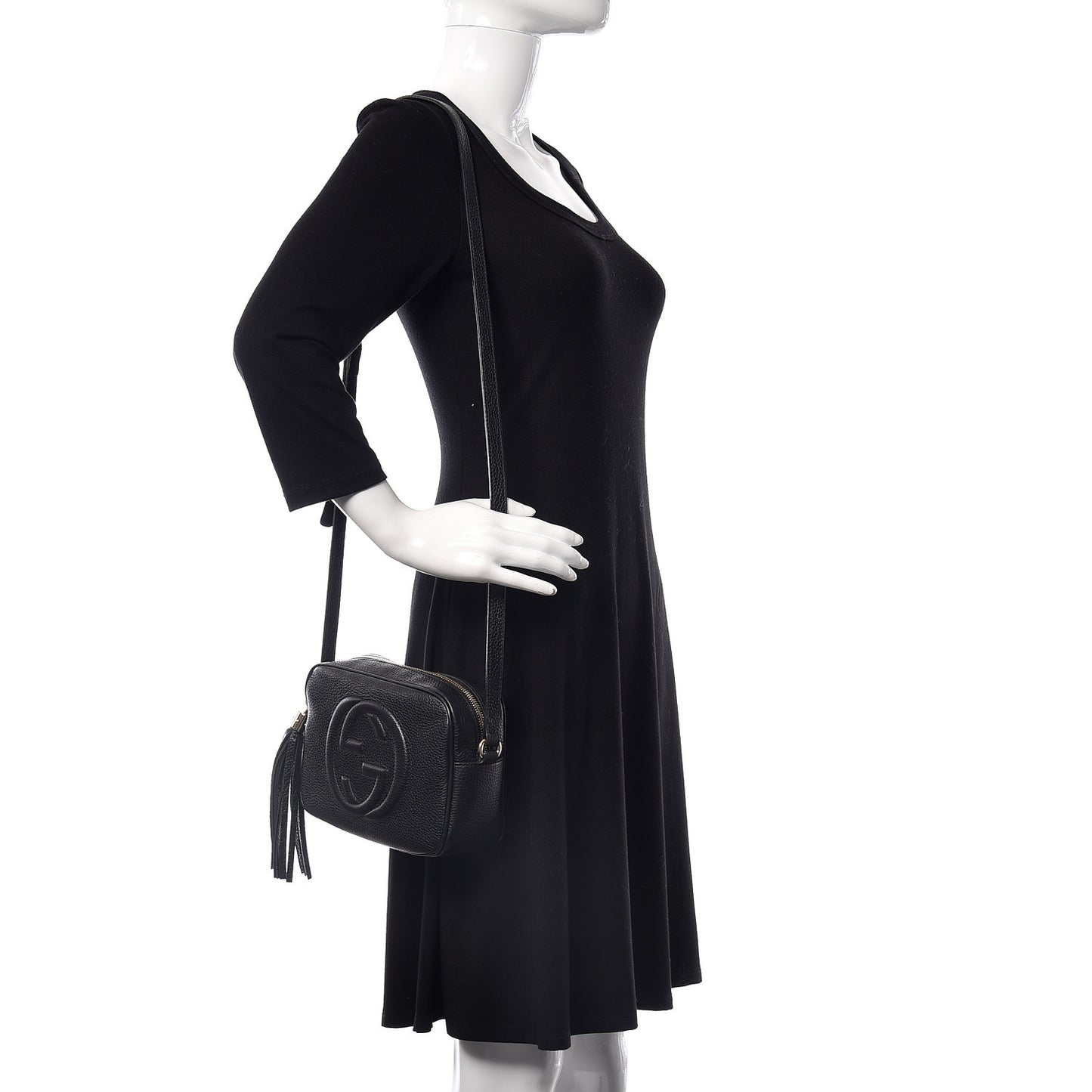 Pebbled Calfskin Small Soho Disco Bag Black