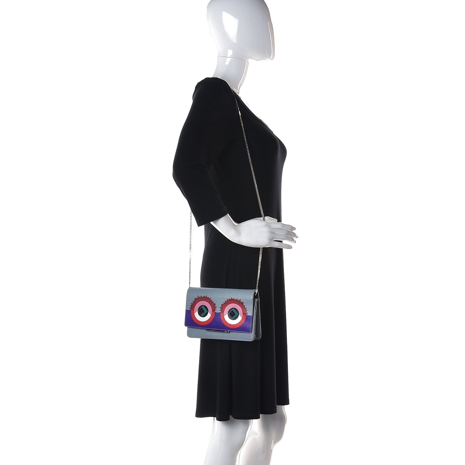 Fendi Vitello Elite Studded Hypnoteyes Tube Wallet On Chain Polvere Multicolor 2 of 17