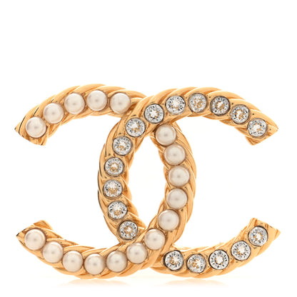 Chanel Pearl Crystal April In Paris CC Brooch Gold 1 of 4